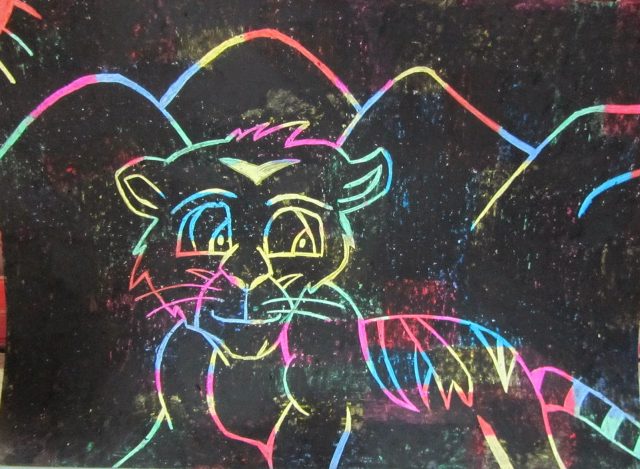 Esgrafiado - Dibujo bonito de tigre