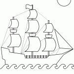 Pinta y colorea el barco pirata