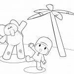 Pocoyo y Eli en la playa para dibujar , colorear , imprimir , decorar tu habitación , adornar