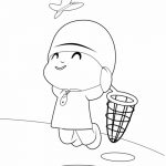Imagen de Pocoyo intentando cazar una mariposa para pintar y colorear
