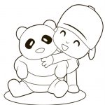 Pocoyo abrazando a su oso de peluche – Plantilla para dibujar , imprimir y pintar
