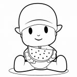 Pocoyo comiendo sandía frequita – Dibujo para imprimir , pintar , colorear y decorar