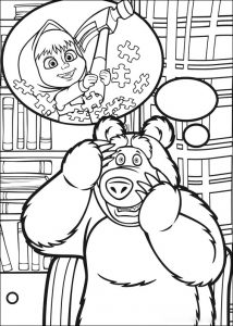 Divertido dibujo para colorear de Masha y el Oso
