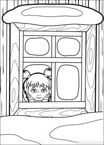 Los días de nieve hay que aprovecharlos para pintar , colorear , imprimir y decorar los dibujos de Masha y el Oso