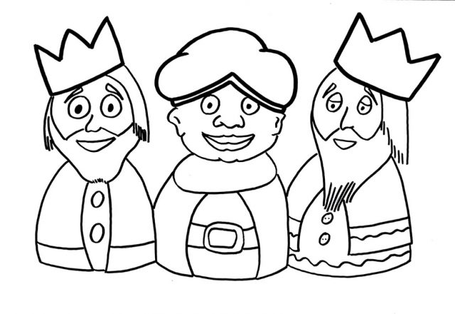 Dibujo de los Reyes Magos para pintar y colorear gratis