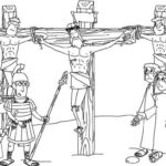Colorea dibujos de Semana Santa - Le clavan una lanza a Jesús