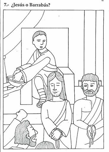 Colorea dibujos de Semana Santa - Le clavan una lanza a Jesús