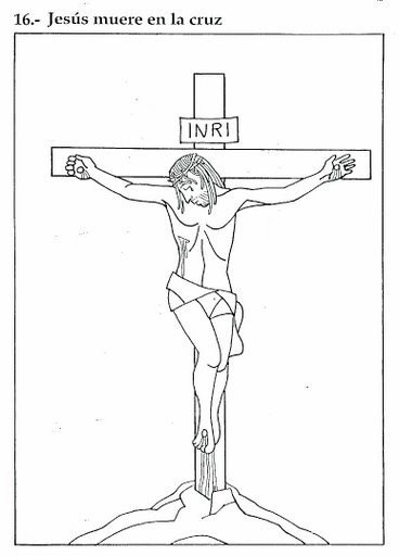 Dibujos de Semana Santa para colorear los niños - Jesús muere en la cruz
