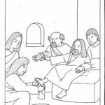 Jesús al servicio de los demás - Dibujos de semana Santa para imprimir gratis y colorear