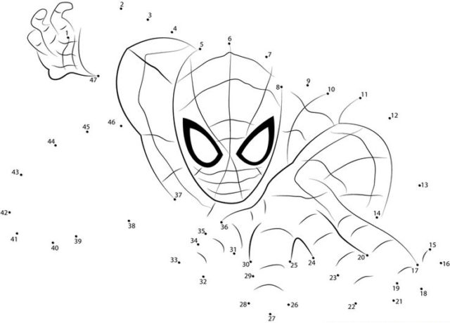 Dibuja a Spiderman uniendo los puntos numéricos