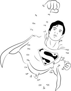 Dibuja superhéroes uniendo los puntos - Superman volando