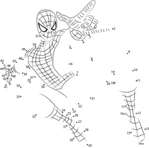 Une los puntos siguiendo los puntos para dibujar a Spiderman