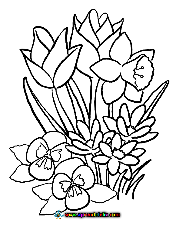 Descarga e imprime gratis este dibujo de unas bonitas flores para pintar y decorar tu habitación