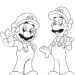 Dibujo de Super Mario y Luigi para pintar y colorear gratis