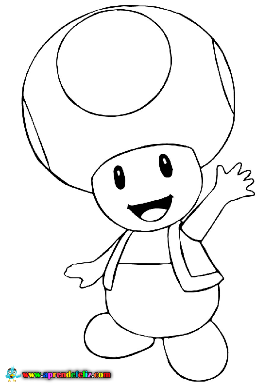 Imprimir a Toad de Mario Bros para colorear - Aprende Feliz