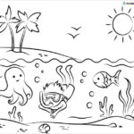 Antes de aprender a bucear colorea este bonito dibujo del mundo submarino