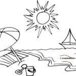 Dibujos para colorear una playa y el mar