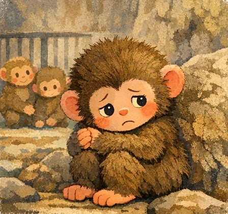 El Monito Punch del Zoo de y su peluche - Un comienzo dificil